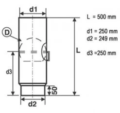 250 Mm - Rauchrohr Mit Drosselklappe 500 Mm In Schwarz -Napoleon Geschaft 20061 1