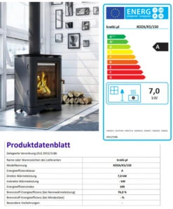 *EEK A - Guss-Kaminofen Kratki KOZA K5 Mit RRØ 150 Mm - 7 KW -Napoleon Geschaft 23232321