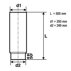 250 Mm - Rauchrohr 500 Mm In Schwarz -Napoleon Geschaft 25011004 Rauchrohr 500 lackiert 250 Masszeichnung