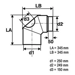 250 Mm - Rauchrohr Bogen 90° Mit Tür 3-teilig In Schwarz -Napoleon Geschaft 25011007 Bogen 90 mitTuer lackiert 250 3 RGB web