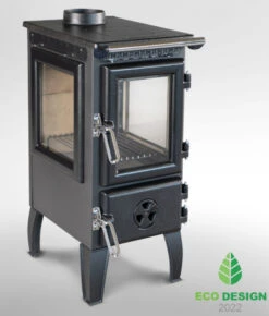 EEK A - Kleiner Dreischeiben-Kaminofen 304-3D Mit Herdplatte - 7,23 KW