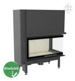 *EEK A - Eck-Kamineinsatz Kratki NADIA/14/P/BS/G Mit Schiebetür Und Seitenglas Rechts - 14 KW