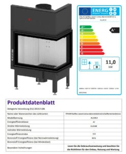 EEK A+ - Eck-Kamineinsatz HITZE Albero AL11R.H DECO Seitenglas Rechts - 11kW -Napoleon Geschaft AL11R.H D fer