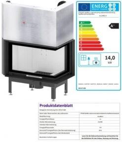 EEK A+ - Eck-Kamineinsatz HITZE Albero AL14RG.H DECO Mit Schiebetür, Seitenglas Rechts -14kW -Napoleon Geschaft AL14RG.H D fer