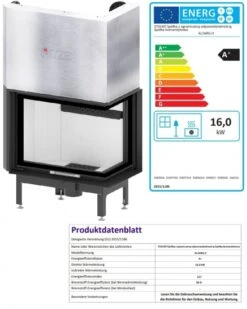 EEK A+ - Eck-Kamineinsatz HITZE Albero AL16RG.H DECO Mit Schiebetür, Seitenglas Rechts -16kW -Napoleon Geschaft AL16RG.H D fer