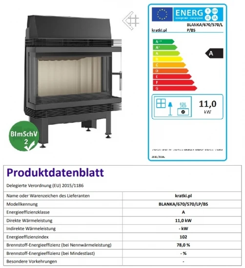 *EEK A - 3-Scheiben Kamineinsatz Kratki BLANKA 670/570/LP/BS - 11 KW 6 *EEK A - 3-Scheiben Kamineinsatz Kratki BLANKA 670/570/LP/BS - 11 KW – Bild 4