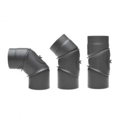 130 Mm - Rauchrohr Bogen Flexibel 0-90° Mit Tür In Gussgrau