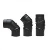 150 Mm - Rauchrohr Bogen Flexibel 0-90° Mit Tür In Schwarz