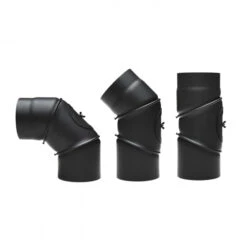 160 Mm - Rauchrohr Bogen Flexibel 0-90° Mit Tür In Schwarz