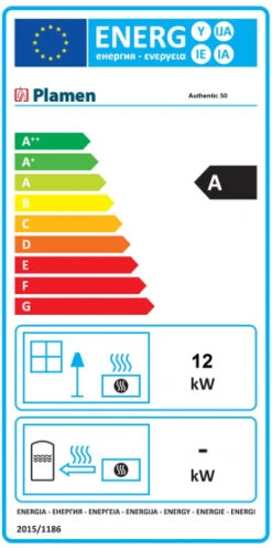 EEK A Design-Gusskaminofen Plamen Authentic 50 Herdplatte, Ext. Zuluft- 12kW -Napoleon Geschaft EUL Plamen Authentic 50