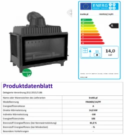 *EEK A - Gusskamineinsatz Kratki FRANEK 14 KW -Napoleon Geschaft Franek