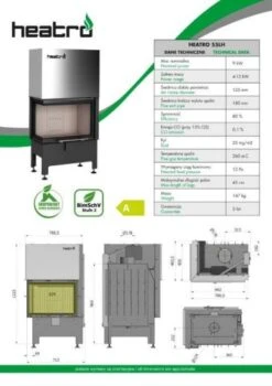 EEK A - Kamineinsatz HEATRO 55 LH Mit Hebetür - 9kW -Napoleon Geschaft Heatro 55LH technische