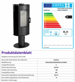 *EEK A - Kaminofen Kratki KOZA AB S N Mit Standfuß Und Schwarzen Kacheln - 8 KW -Napoleon Geschaft KOZA CZARNY