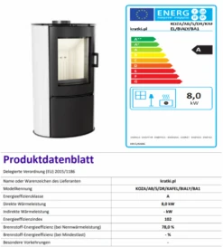 *EEK A - Kaminofen Kratki KOZA AB S Mit Weißen Kacheln Und Holzfach - 8 KW -Napoleon Geschaft Koza AB S DR Bialy