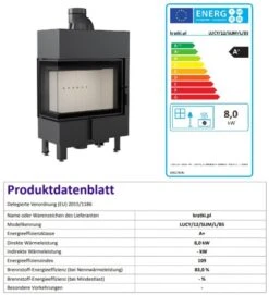 *EEK A+ Eck-Kamineinsatz Kratki LUCY/12/SLIM/L/BS Mit Seitenglas Links - 8kW -Napoleon Geschaft LUCY12SLIMLBS