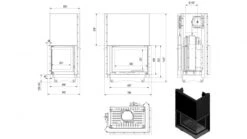 *EEK A - Eck-Guss-Kamineinsatz Kratki MAJA/P/BS/G Hebetür Mit Seitenglas Rechts - 8kW + BIMSCHV II -Napoleon Geschaft MAJA P BS G masse 1
