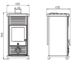 EEK A+ Kaminofen Plamen Maestral N Mit Herdplatte, Braun - 6,5kW -Napoleon Geschaft Maestral N masse 32757 2