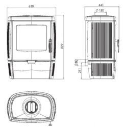 EEK A Gusskaminofen Plamen Alberto, Schwarz, Raumluftunabhängig - 8,6 KW -Napoleon Geschaft Masse Alberto
