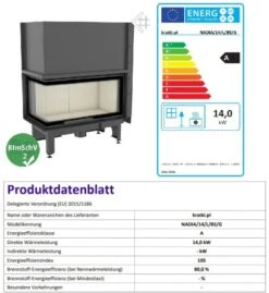 *EEK A - Eck-Kamineinsatz Kratki NADIA/14/L/BS/G Mit Schiebetür Und Seitenscheibe Links - 14 KW -Napoleon Geschaft NADIA14LBS G
