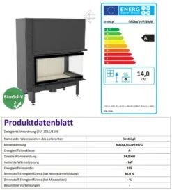 *EEK A - Eck-Kamineinsatz Kratki NADIA/14/P/BS/G Mit Schiebetür Und Seitenglas Rechts - 14 KW -Napoleon Geschaft NADIA14P BS G