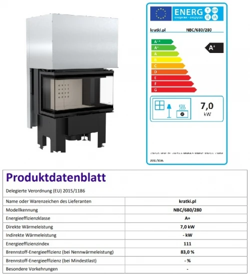 *EEK A - 3-Scheiben-Kamineinsatz KRATKI NBC 7 Mit Schiebetür - 7kW 6 *EEK A - 3-Scheiben-Kamineinsatz KRATKI NBC 7 Mit Schiebetür - 7kW – Bild 4