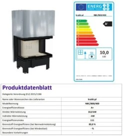 *EEK A - 3-Scheiben-Kamineinsatz KRATKI NBC 10 Mit Schiebetür - 10 KW -Napoleon Geschaft NBC800 400