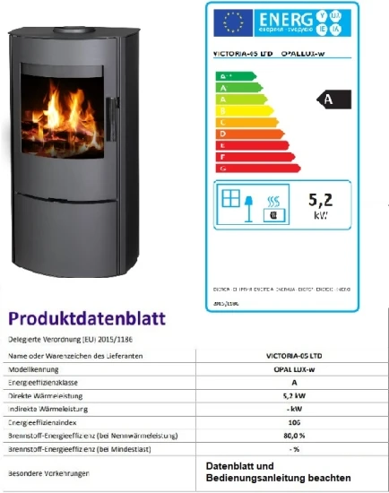 EEK A Kaminofen Victoria OPAL LUX Mit Ext. Zuluft Schwarz - 5,15 KW 5 EEK A Kaminofen Victoria OPAL LUX Mit Ext. Zuluft Schwarz - 5,15 KW – Bild 3