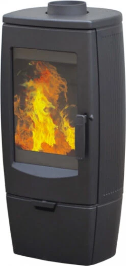 EEK A+ Design-Gusskaminofen Plamen Gala Schwarz, Raumluftunabhängig - 8kW