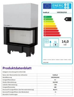 *EEK A+ ECK-Kamineinsatz Kratki VNP/810/410 Rechts Mit Schiebetür - 14 KW -Napoleon Geschaft VNP810410