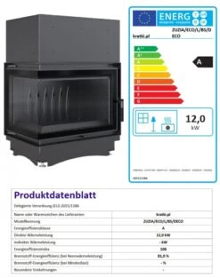 *EEK A Eck-Gusskamineinsatz Kratki ZUZIA ECO 12 DECO, Links + BISMSCHV II - 12kW -Napoleon Geschaft ZUZIAECOLBSDECO