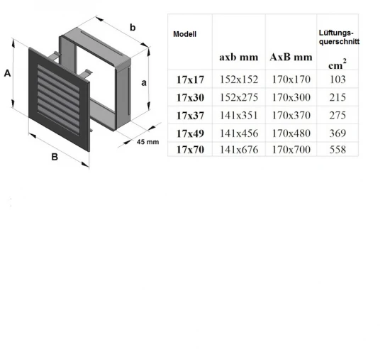 Luftgitter, Lamellen Feststehend, 17x17cm, Edelstahl Gebürstet 5 Luftgitter, Lamellen Feststehend, 17x17cm, Edelstahl Gebürstet – Bild 3