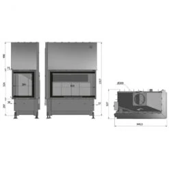 EEK A+ Eck-Kamineinsatz HAJDUK VOLCANO 2BPTh Rahmenlose XXL-Scheibe, Schiebetür - 11 KW -Napoleon Geschaft hajduk volcano 2blth masszeichnung 0