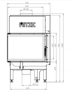 EEK A - Eck-Kamineinsatz HITZE Albero AL9L.H DECO Mit Seitenglas Links -9kW -Napoleon Geschaft hitze ma zeichnung1