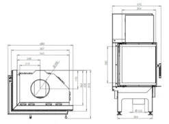 EEK A+ - Eck-Kamineinsatz HITZE Albero AL11L.H DECO Mit Seitenglas Links -11kW -Napoleon Geschaft hitze ma zeichnung20