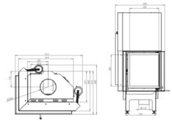 EEK A+ - Eck-Kamineinsatz HITZE Albero AL11LG.H DECO Mit Schiebetür, Seitenglas Links -11kW -Napoleon Geschaft hitze ma zeichnung24