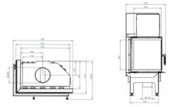 EEK A+ - Eck-Kamineinsatz HITZE Albero AL14L.H DECO Mit Seitenglas Links -14kW -Napoleon Geschaft hitze ma zeichnung34
