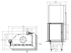 EEK A+ - Eck-Kamineinsatz HITZE Albero AL16RG.H DECO Mit Schiebetür, Seitenglas Rechts -16kW -Napoleon Geschaft hitze ma zeichnung50