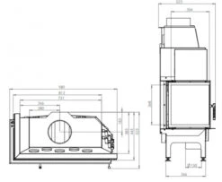 EEK A+ - Eck-Kamineinsatz HITZE Albero AL19L.H DECO Mit Seitenglas Links -19kW -Napoleon Geschaft hitze ma zeichnung58