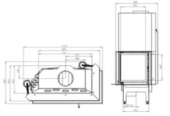 EEK A+ - ECK-Kamineinsatz Albero AL19RG.H DECO Mit Schiebetür U. Seitenglas Rechts -19kW -Napoleon Geschaft hitze ma zeichnung60