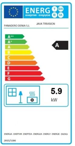 EEK A Kaminofen Panadero JAVA TRIVISION Mit 3 Scheiben - 5,9 KW, Raumluftunabh. -Napoleon Geschaft java label1