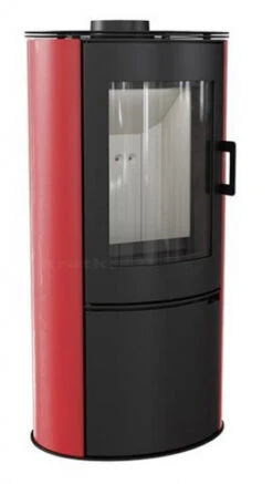 *EEK A - Kaminofen Kratki KOZA AB S Mit Roten Kacheln Und Holzfach - 8 KW