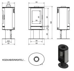 *EEK A - Kaminofen Kratki KOZA AB S N Mit Standfuß Und Roten Kacheln - 8 KW -Napoleon Geschaft kozaabsnkachel
