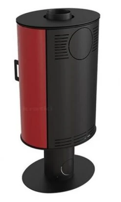 *EEK A - Kaminofen Kratki KOZA AB S N Mit Standfuß Und Roten Kacheln - 8 KW -Napoleon Geschaft kozaabsnrot3