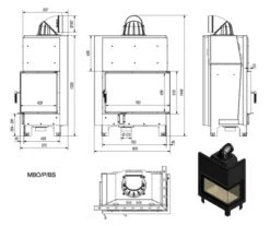 *EEK A+ - Eck-Kamineinsatz Kratki MBO 15 Rechts - 15 KW -Napoleon Geschaft kratki mbo rechts2mm