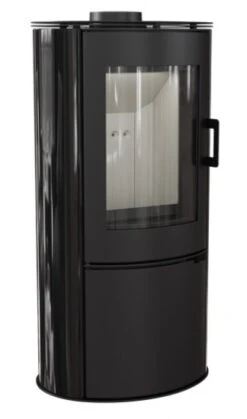 *EEK A - Kaminofen Kratki KOZA AB S Mit Schwarzen Kacheln Und Holzfach - 8 KW