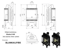 *EEK A - Kamineinsatz Mit 3 Scheiben Kratki BLANKA/LP/BS - 8 KW -Napoleon Geschaft n blanka lewa prawa wymiary