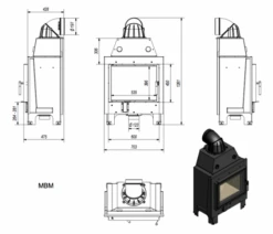 *EEK A - Kamineinsatz Kratki MBM 10 Mit 10 KW -Napoleon Geschaft n mb m 10 prosty wymiary