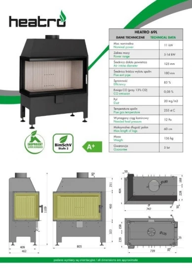 EEK A+ - Kamineinsatz HEATRO 69 L Mit Klapptür - 11kW 5 EEK A+ - Kamineinsatz HEATRO 69 L Mit Klapptür - 11kW – Bild 3