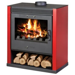 EEK A Kaminofen Victoria Rubin Rot Mit XXL-Sichtscheibe – 13kW